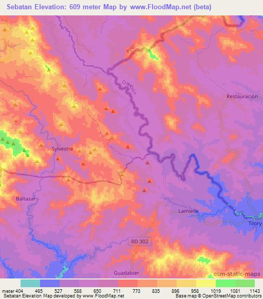 Sebatan,Haiti Elevation Map