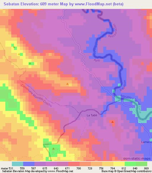 Sebatan,Haiti Elevation Map