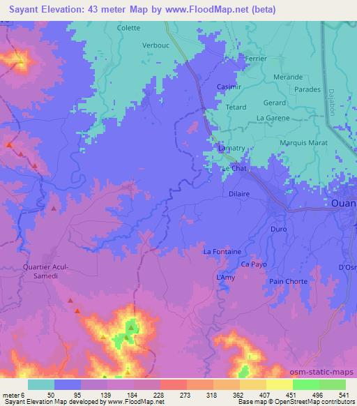 Sayant,Haiti Elevation Map