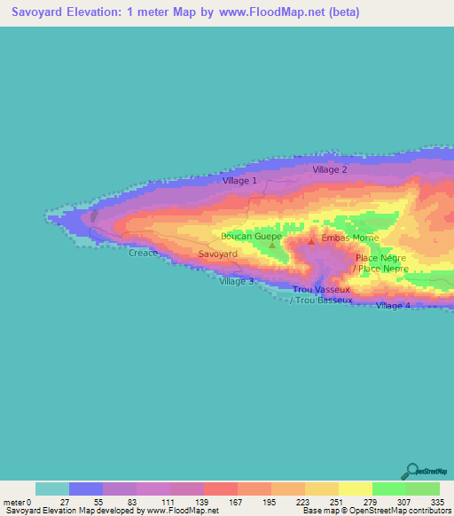 Savoyard,Haiti Elevation Map