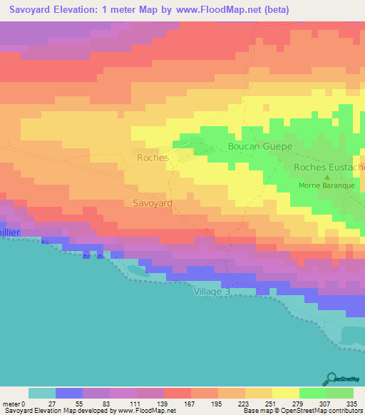 Savoyard,Haiti Elevation Map