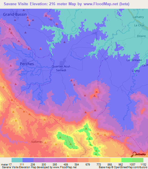 Savane Visite,Haiti Elevation Map