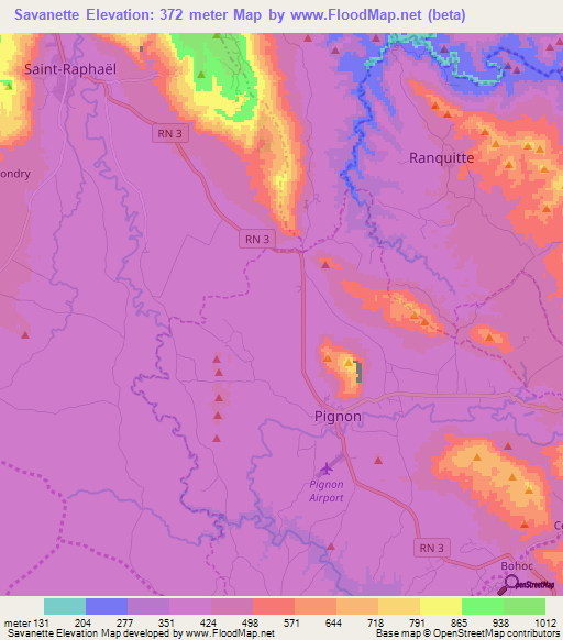 Savanette,Haiti Elevation Map