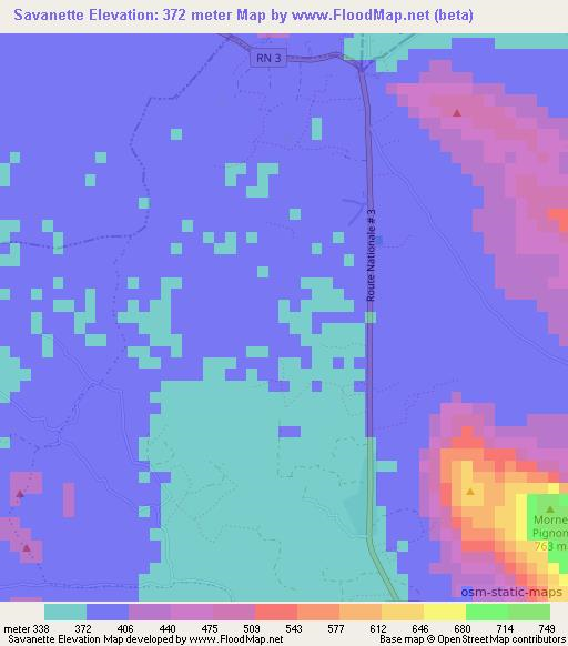 Savanette,Haiti Elevation Map