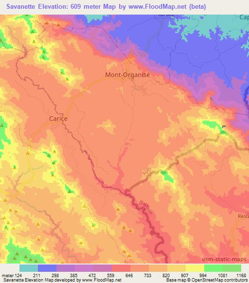 Savanette,Haiti Elevation Map