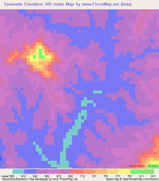 Savanette,Haiti Elevation Map