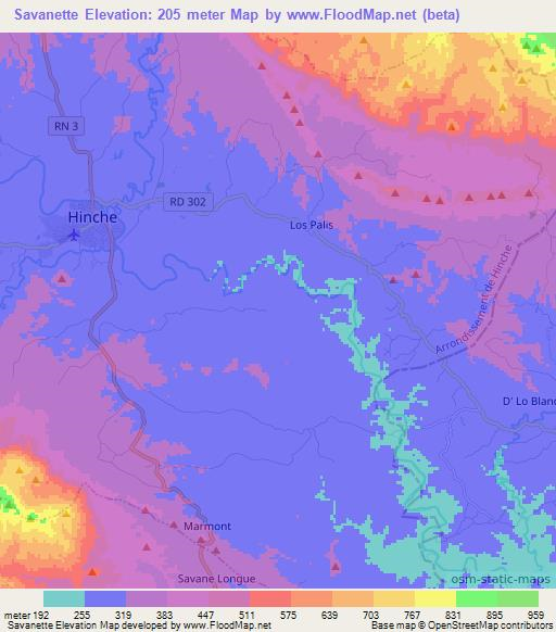 Savanette,Haiti Elevation Map