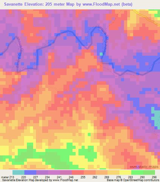 Savanette,Haiti Elevation Map