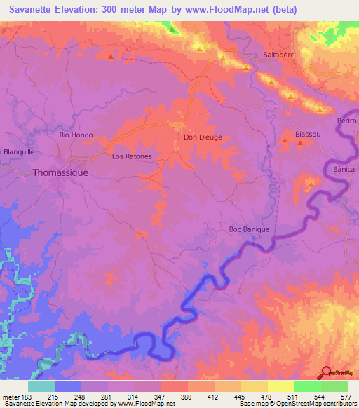 Savanette,Haiti Elevation Map