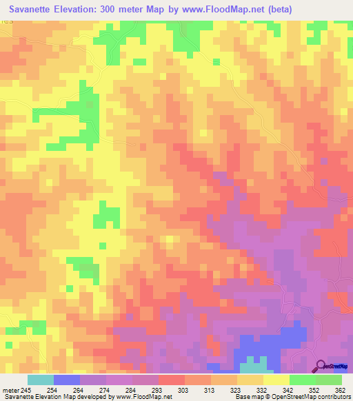 Savanette,Haiti Elevation Map