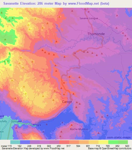 Savanette,Haiti Elevation Map