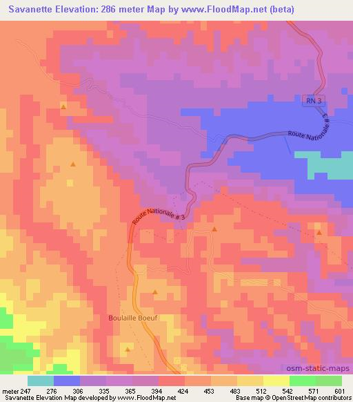 Savanette,Haiti Elevation Map