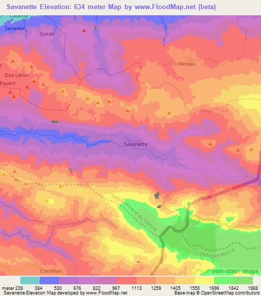 Savanette,Haiti Elevation Map