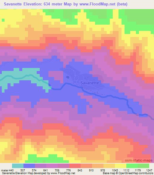 Savanette,Haiti Elevation Map