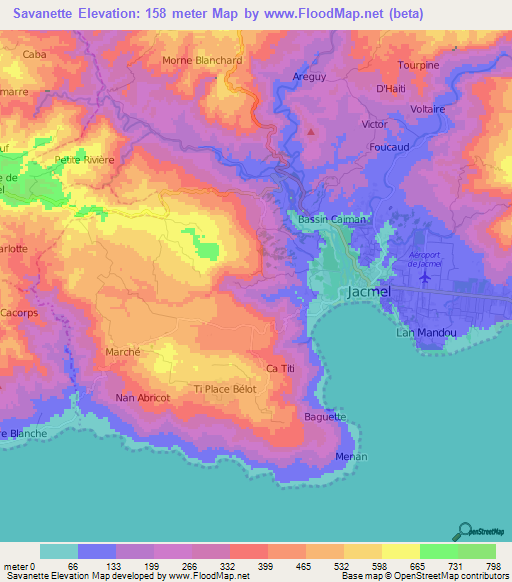 Savanette,Haiti Elevation Map