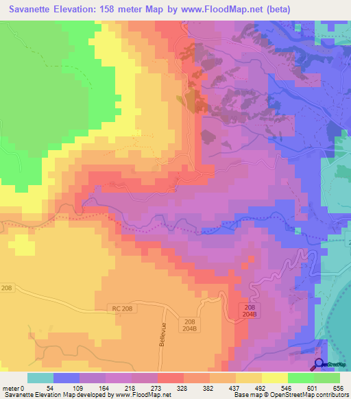 Savanette,Haiti Elevation Map