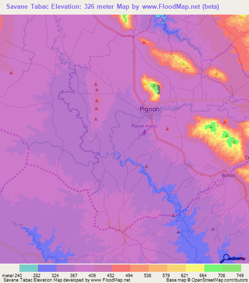 Savane Tabac,Haiti Elevation Map