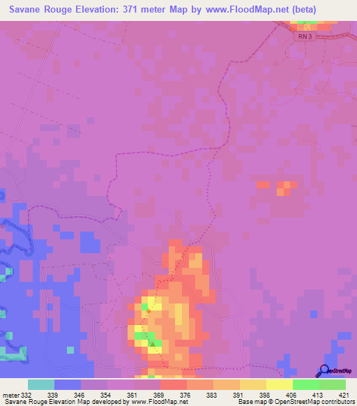 Savane Rouge,Haiti Elevation Map