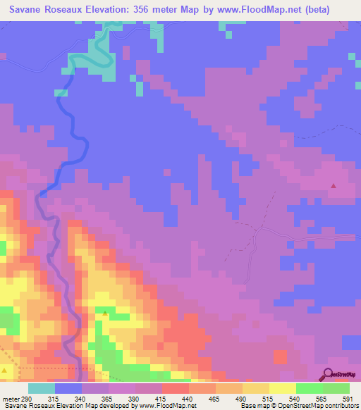 Savane Roseaux,Haiti Elevation Map