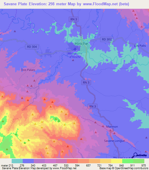 Savane Plate,Haiti Elevation Map