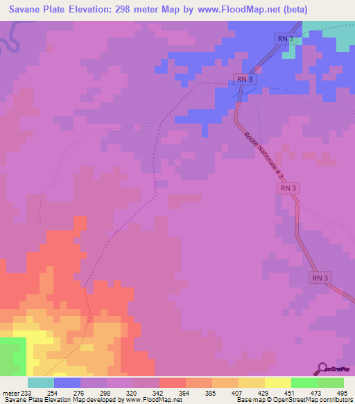 Savane Plate,Haiti Elevation Map