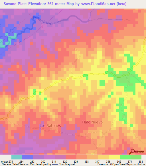 Savane Plate,Haiti Elevation Map