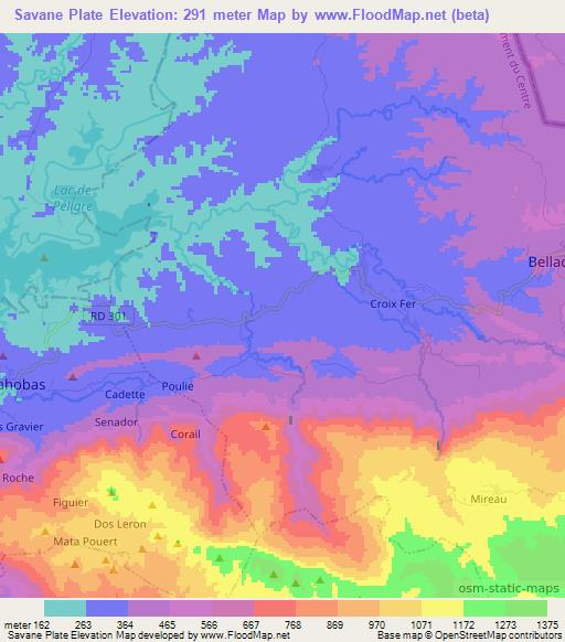 Savane Plate,Haiti Elevation Map