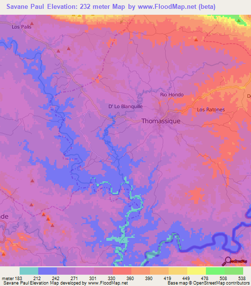 Savane Paul,Haiti Elevation Map