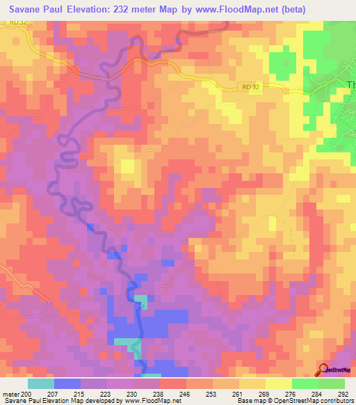 Savane Paul,Haiti Elevation Map