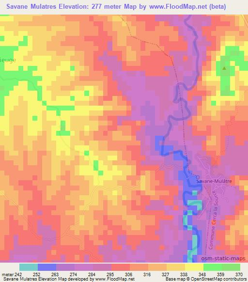 Savane Mulatres,Haiti Elevation Map