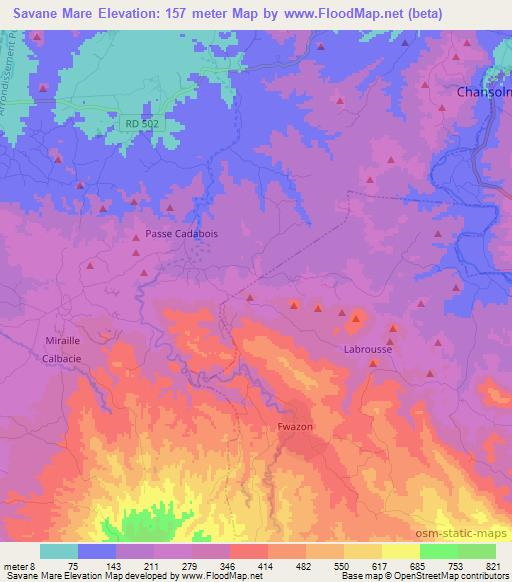 Savane Mare,Haiti Elevation Map