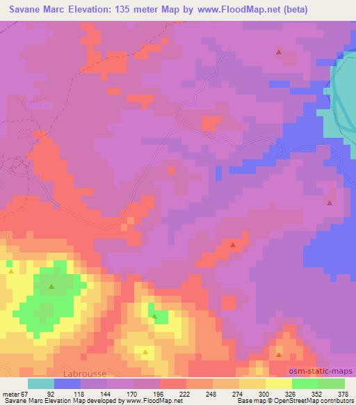 Savane Marc,Haiti Elevation Map