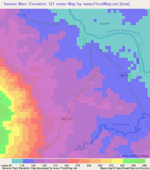 Savane Marc,Haiti Elevation Map