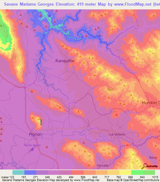 Savane Madame Georges,Haiti Elevation Map