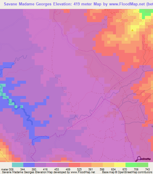 Savane Madame Georges,Haiti Elevation Map