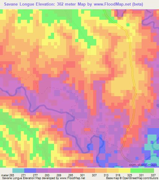 Savane Longue,Haiti Elevation Map