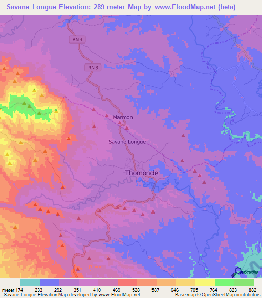 Savane Longue,Haiti Elevation Map