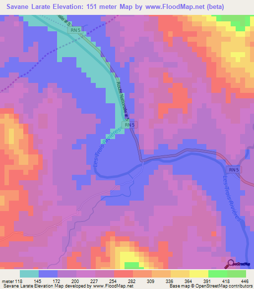 Savane Larate,Haiti Elevation Map