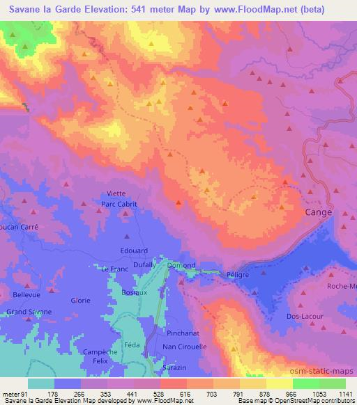 Savane la Garde,Haiti Elevation Map