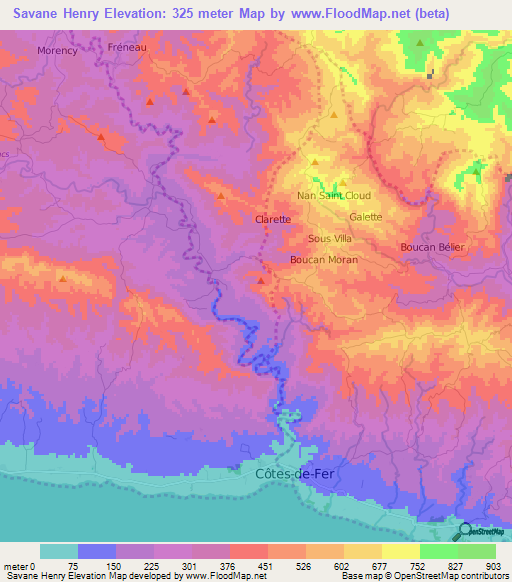 Savane Henry,Haiti Elevation Map