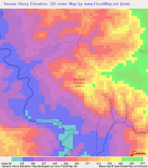 Savane Henry,Haiti Elevation Map