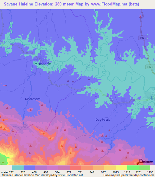 Savane Haleine,Haiti Elevation Map