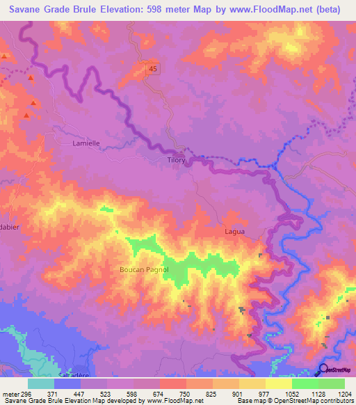 Savane Grade Brule,Haiti Elevation Map