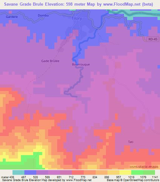 Savane Grade Brule,Haiti Elevation Map