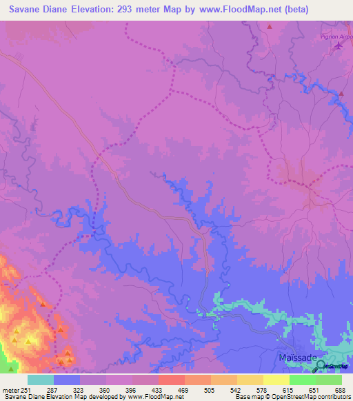 Savane Diane,Haiti Elevation Map