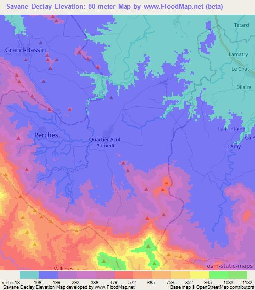 Savane Declay,Haiti Elevation Map