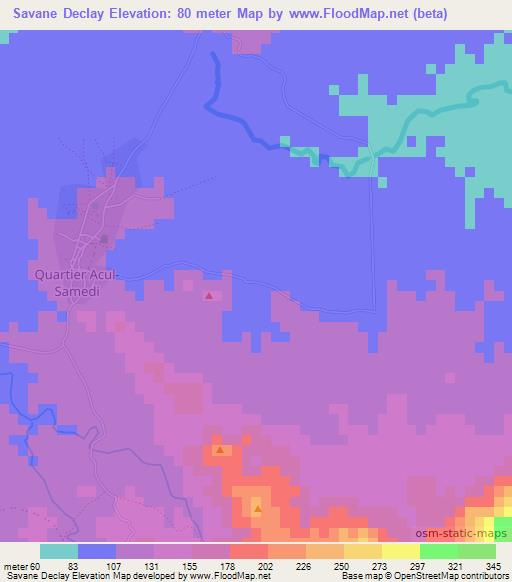 Savane Declay,Haiti Elevation Map