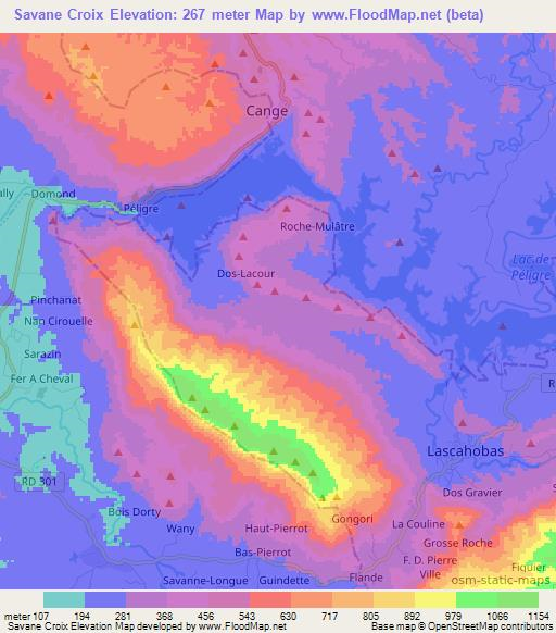 Savane Croix,Haiti Elevation Map