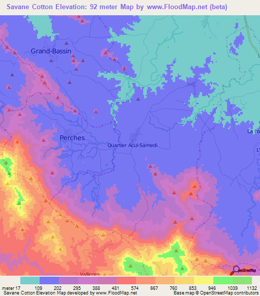 Savane Cotton,Haiti Elevation Map