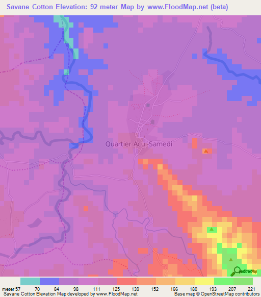 Savane Cotton,Haiti Elevation Map